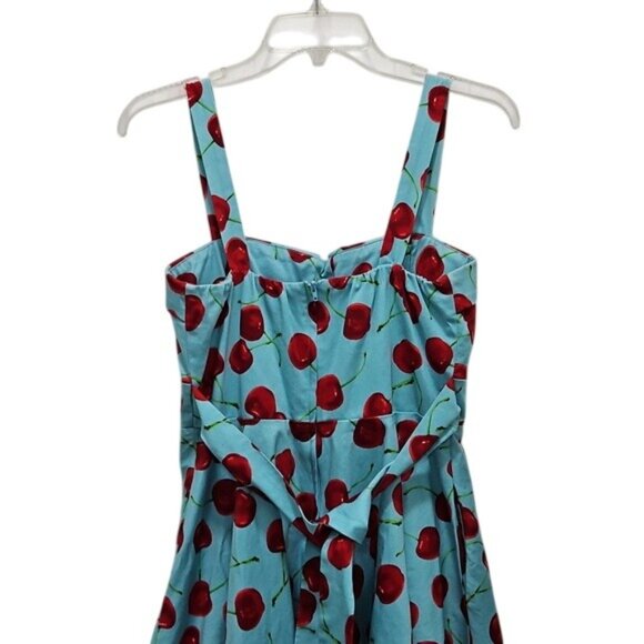 Ixia Retro Cherry Print Swing Dress Size Medium USA Quirky Novelty Rockabilly - Picture 7 of 12